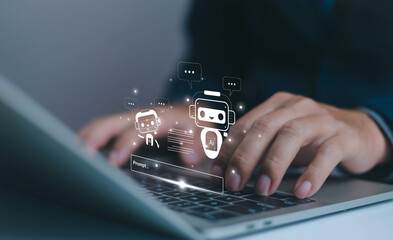 AI Technology Robotic Cyberspace Bots Artificial intelligence on the Internet is a communication...