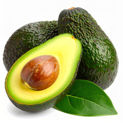 Fresh Hass Avocados with Green Leaves