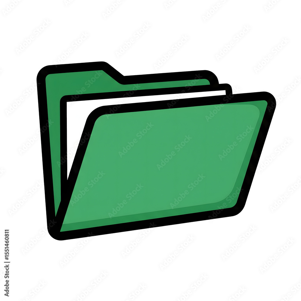 Fototapete Green File Folder Icon with White Tab Isolated on a transparent background image