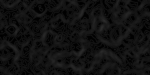  topographical map style background with white contour lines on a black surface background.