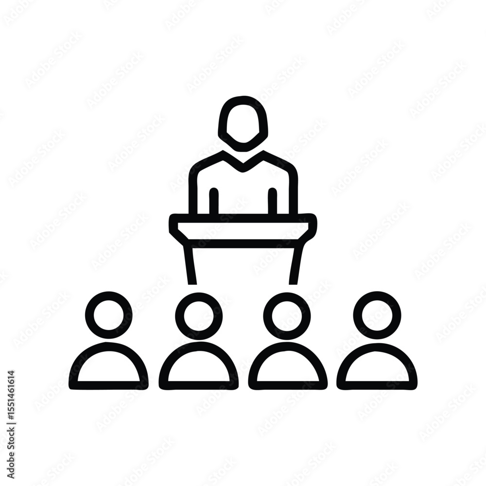 Poster find presentation speaker icon vector for business conference and public speaking event