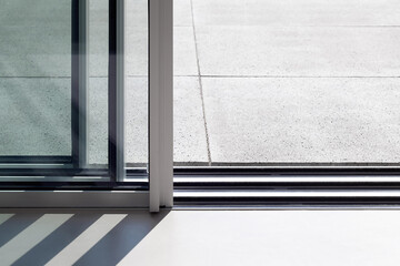 Close up of sliding glass door element