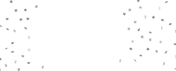 Holiday backdrop made of silver stars and sparkles on white wooden background. New Year concept.