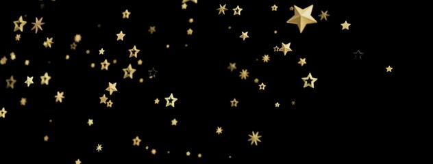 Beautiful image of gold stars on a black background, perfect for celebrations.
