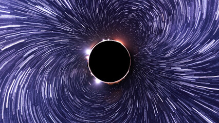 Star Trails of The Vortex VR 360 Tiny Planet Effect Universe in Purple Sky Astrophotography