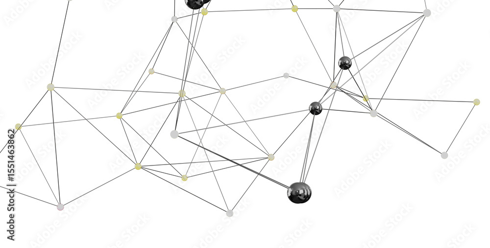Aufkleber Stock photo of an abstract network connection with nodes and lines.