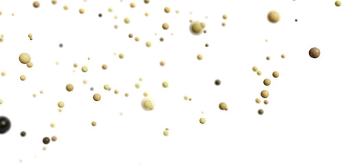 Soft, abstract background image featuring numerous small spheres in beige and brown tones, floating on a white backdrop.