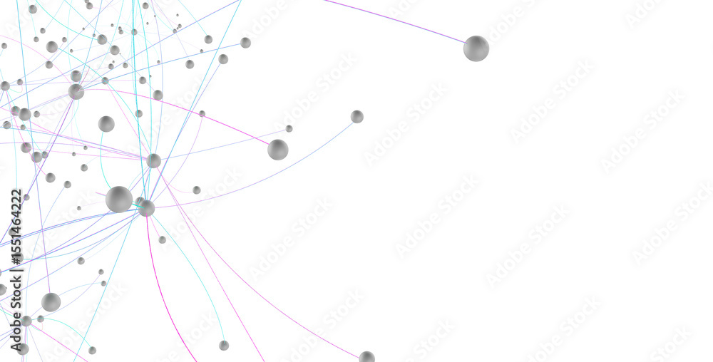Poster Abstract plexus blue geometry background. Digital technology network connection concept. 3D rendered illustration
