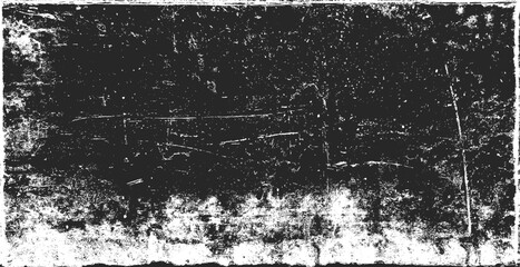 Texture of old surface on black background with white scratches. Worn, torn, weathered effect. Distressed black texture.Vector illustration, EPS 10.