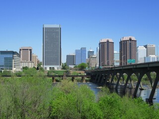 downtown Richmond with bridge and river 