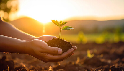 hand holding a plant