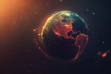 Obraz premium Glowing Earth with Bright Connections and Cosmic Background