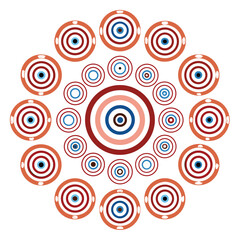 Concentric circles arrangement forming geometric pattern amulet charms against evil eye in ornamental motif