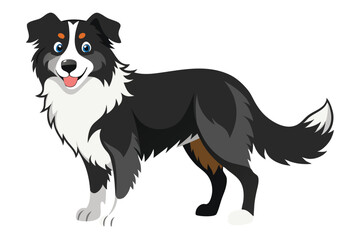 Cartoon Border Collie Illustration with Playful Expression Depicting a Friendly and Energetic Canine Companion Ready for Adventure and Fun