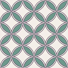 Fototapeta premium Intersecting circles geometric pattern pale background teal shapes elegant design seamless repeat minimalist aesthetic