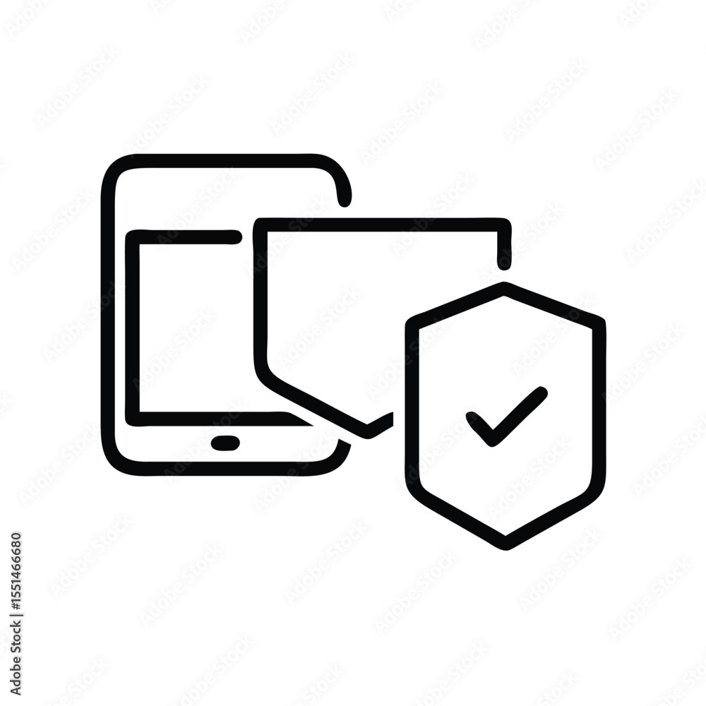Poster mobile security app icon for smartphone protection and secure data transfer antivirus and firewall d