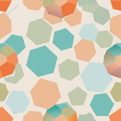 Pastel colored hexagons seamless geometric pattern design for textiles and backgrounds decorative illustration