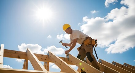 Roof Work Under the Bright Sky