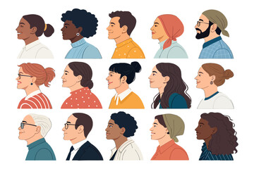 Faces of Humanity: Diverse profiles of individuals, showcasing unique identities and expressions, stand side by side, representing the beauty of human diversity.