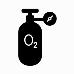 Obraz premium Oxygen tank icon with pressure gauge in solid black style