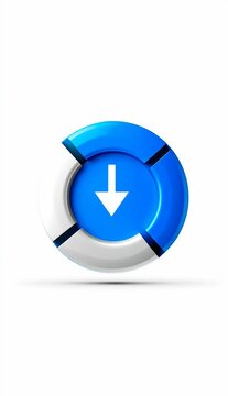 A modern blue circular download button icon, symbolizing technology and digital interaction.