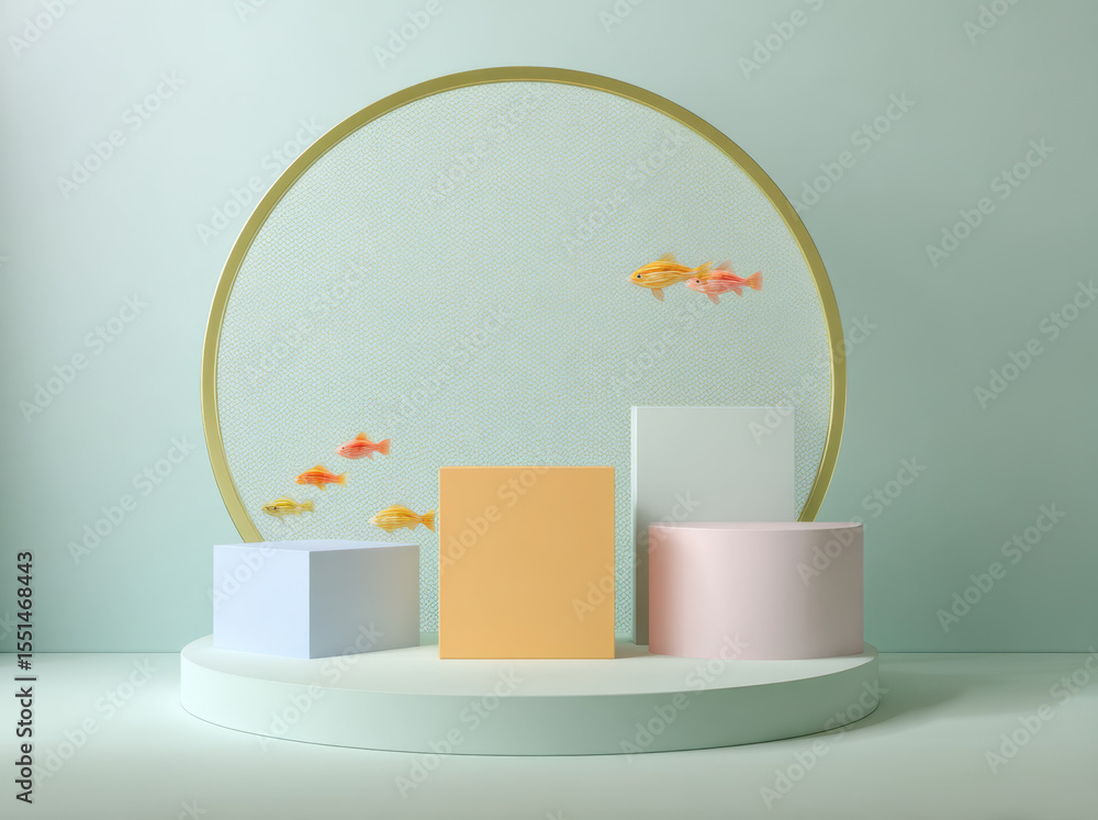 Aufkleber a minimalist abstract background with soft pastel colors and geometric shapes, creating an elegant d