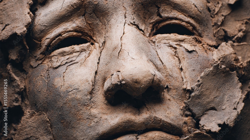 Poster clay face displaying emotion with soft expressive features capturing human feelings in a detailed ar