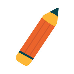 Yellow Pencil Icon in Flat Design Style for Writing and Education Themes