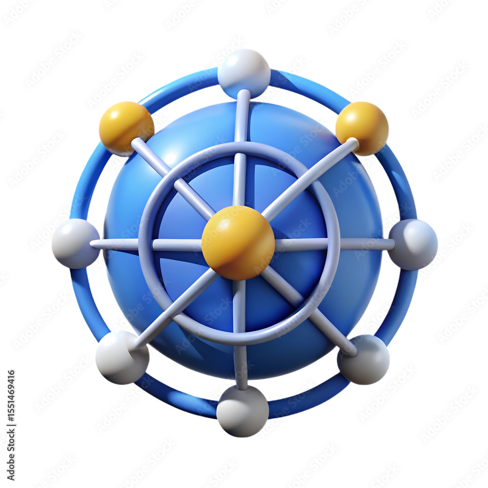 Poster 3d rendered abstract blue globe with connecting elements isolated on black background