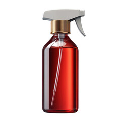 Red liquid spray bottle container cleaning product beauty fashion on transparent background