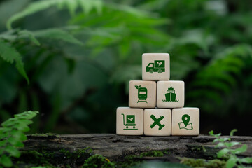 Green logistics or Sustainable transport. Air, sea, and land transportation with clean energy...