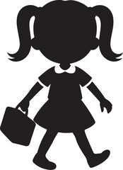 Student Girl Walking with Bag Silhouette | School Vector Illustration

