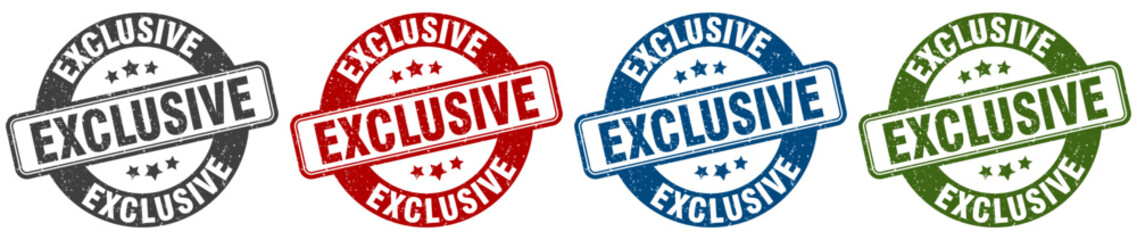 exclusive stamp. exclusive round stamp set isolated on white background