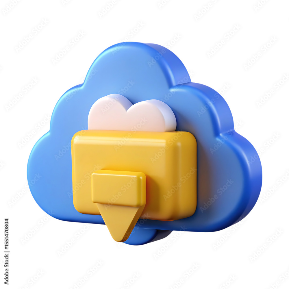 Aufkleber 3d rendered cloud storage icon with downward arrow representing downloading data