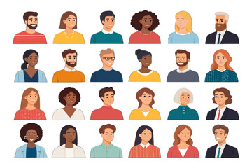 Diverse Portraits: A collage of diverse individuals, each face reflecting a unique personality, offering a glimpse into a world of varied backgrounds, expressions, and experiences.