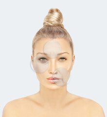 Signs of skin aging,signs of premature aging, Wrinkles and fine lines,Age spots,Sagging skin,Dehydrated skin,eyelid area