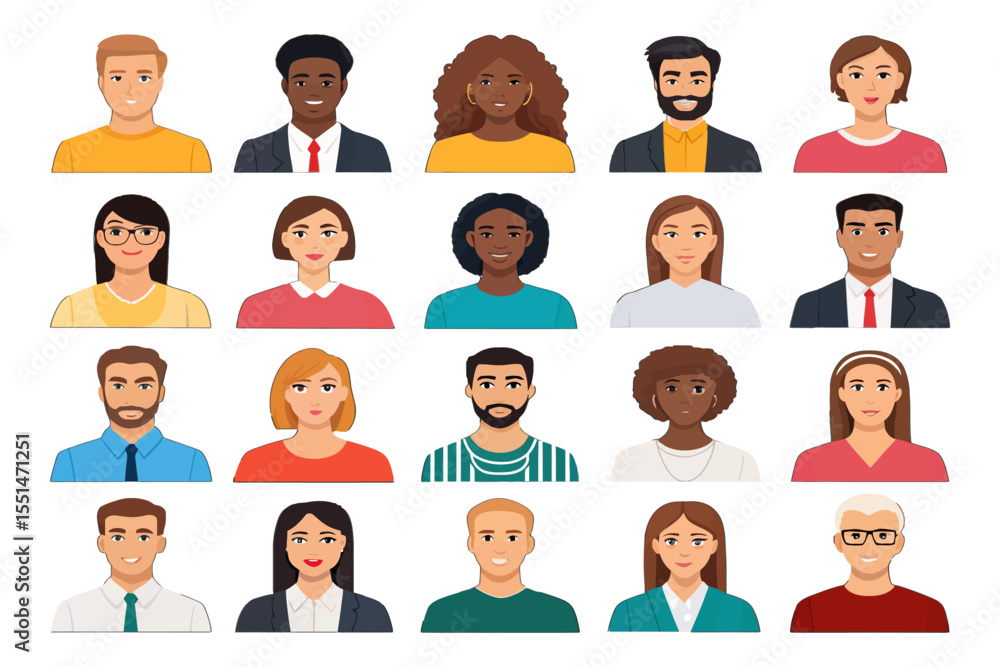 Poster faces of humanity: a diverse tapestry of individuals, showcasing the varied faces and features of hu
