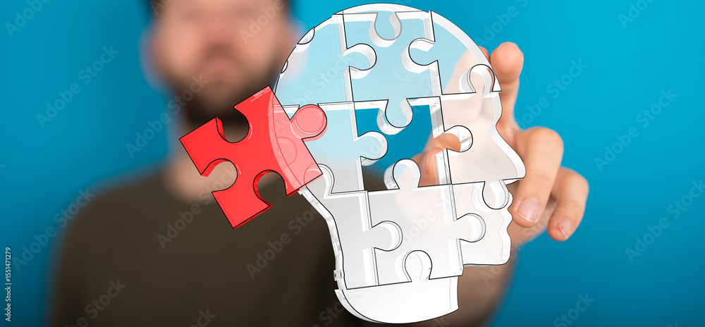 Poster unlock your potential. find the missing piece and complete the puzzle of your mind.