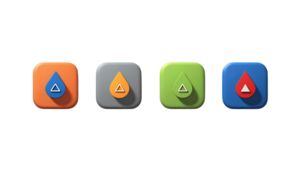 Colorful Droplet Action Button Set – Triangle-In-Drop UI Icons
