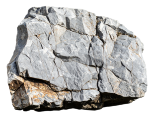 Cracked Granite Rock Slab with Sharp Edges and Fine Grain Texture, Front View, isolated on transparent background