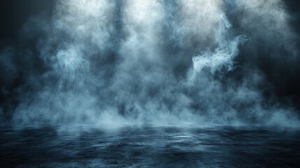 Fototapeta premium Smoky, dark room with spotlights