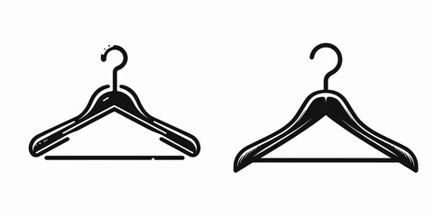Clothes Hanger. Furniture Interior Decoration Cartoon Animal Clipart Line Art Vector Illustration. Garment support hook closet storage device for attire and wardrobe item.