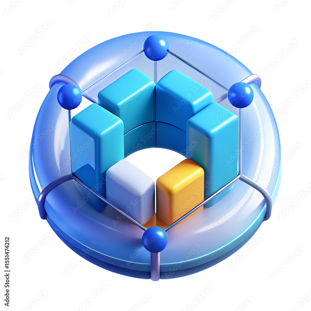 Aufkleber abstract 3d render of a donut chart illustrating data visualization and statistics