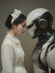 A Korean woman in her 20s with a robot body