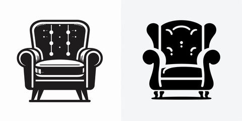 Armchair. Furniture Interior Decoration Cartoon Animal Clipart Line Art Vector Illustration. Comfortable seating a cozy place to relax read or watch television at home.