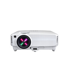 Mini projector with colored lens isolated on transparent background