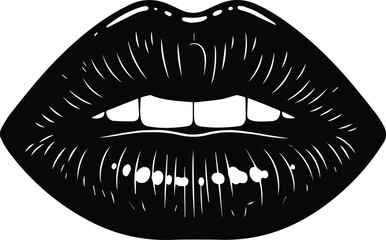 Bold Black Lips A Striking Vector Illustration