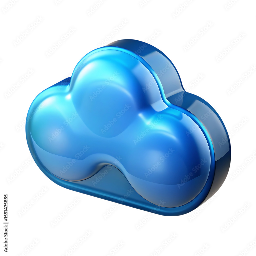 Aufkleber glossy blue cloud computing icon on a black background representing technology storage.