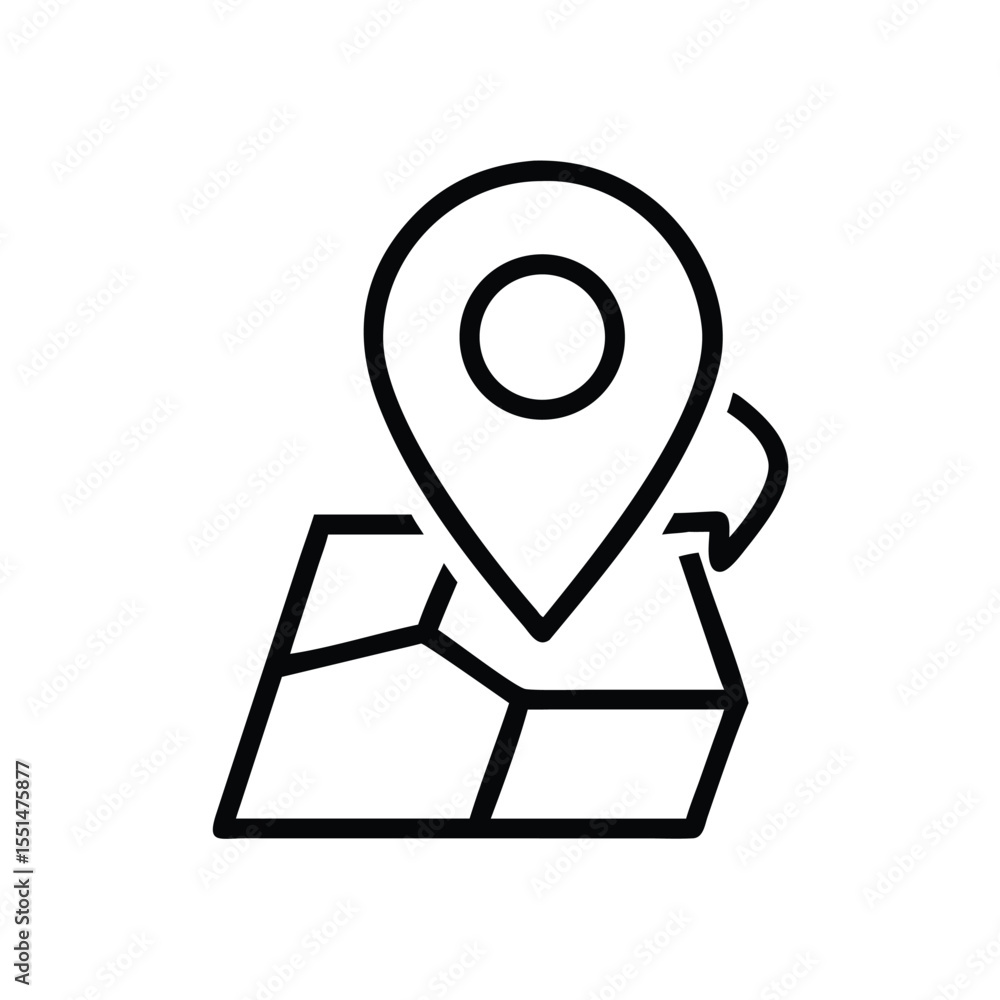 Poster map location pin icon vector for gps navigation travel destination and route planning application de