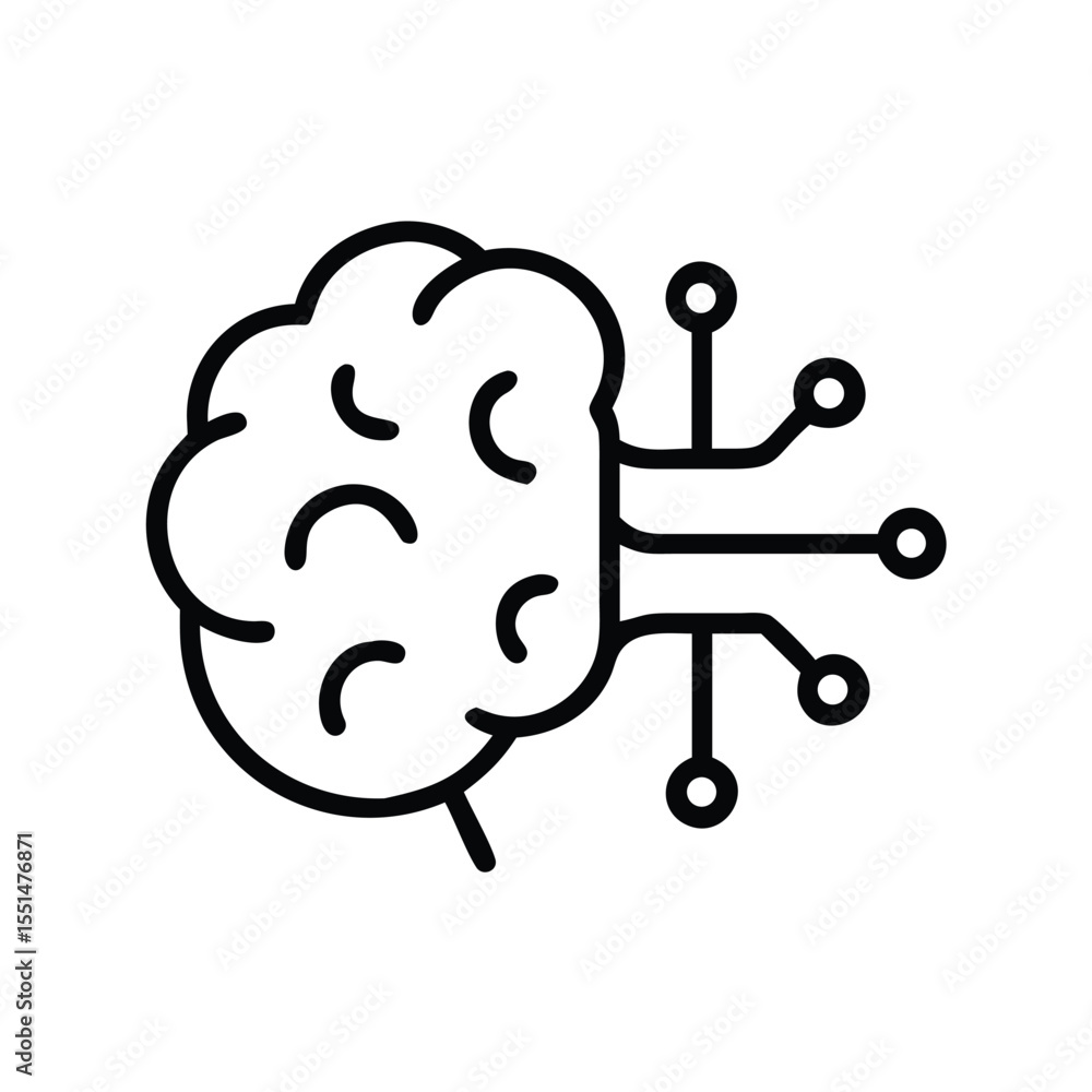 Poster artificial intelligence brain technology icon vector design for ai machine learning and neural netwo